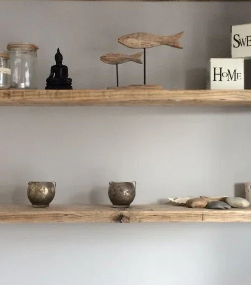 etagere murale bois arrondie sur mesure fixation invisible 19 cm