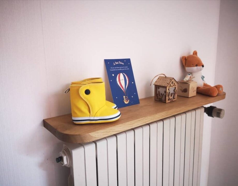 étagère radiateur sans fixation sur votre mur en VERITABLE CHENE MASSIF pour décoration chambre bébé salon entrée cuisine couloir sur mesure