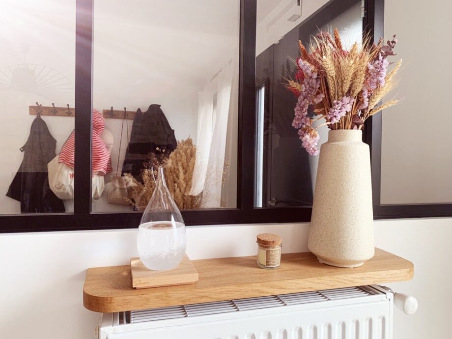 étagère radiateur sans fixation sur votre mur en VERITABLE CHENE MASSIF pour décoration chambre bébé salon entrée cuisine couloir sur mesure