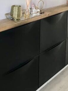console bois pour meuble ikea trones ,étagère  en bois d’échafaudage massif pour dessus de meuble 3 casiers chaussures