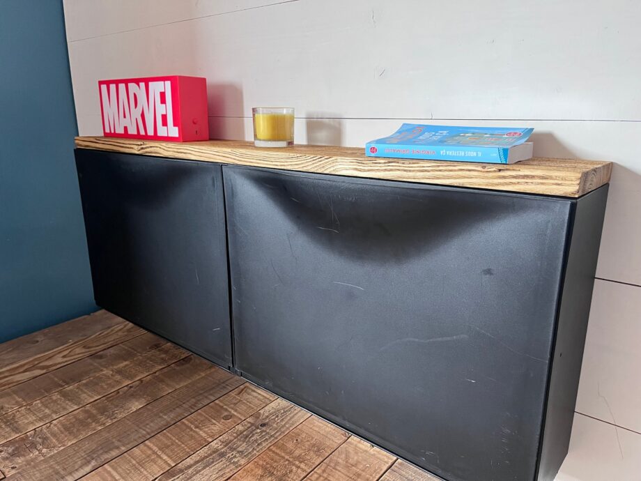 tablette console  en bois brossé rustique pour meuble ikea trones 52 cm