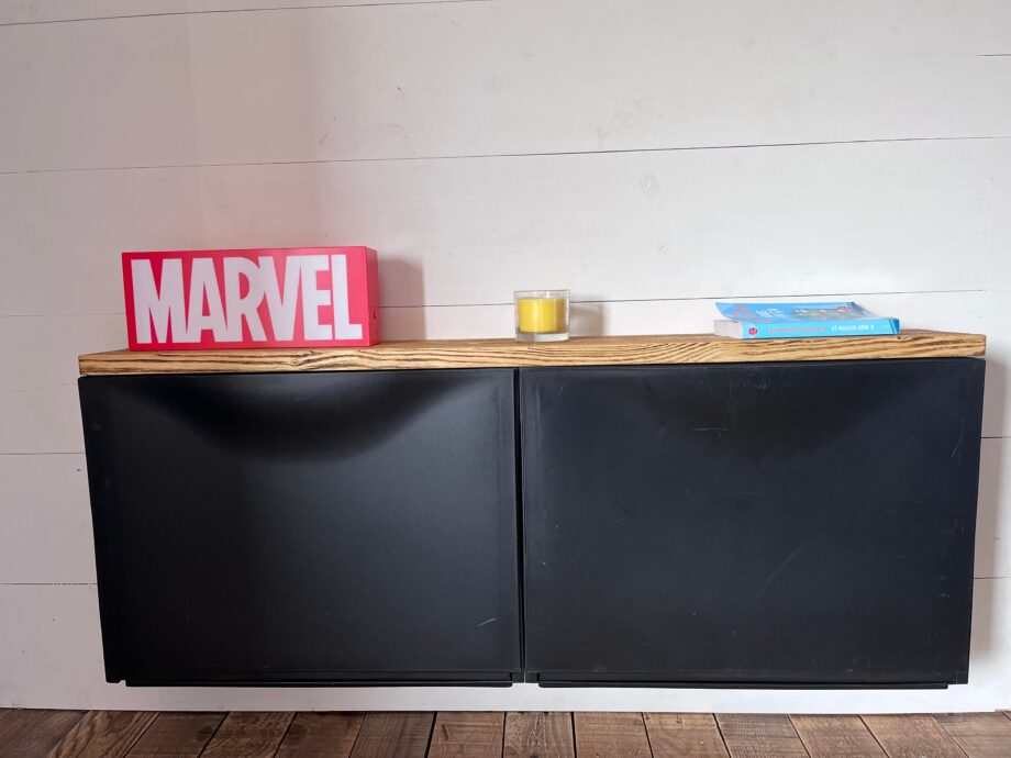 tablette console  en bois brossé rustique pour meuble ikea trones 52 cm