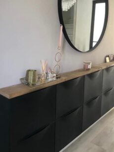 ikea trones étagère  en bois d’échafaudage massif pour dessus de meuble 4 casiers chaussures