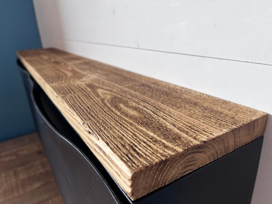 tablette console  en bois brossé rustique pour meuble ikea trones 52 cm