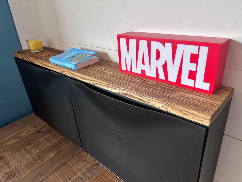 tablette console  en bois brossé rustique pour meuble ikea trones 52 cm