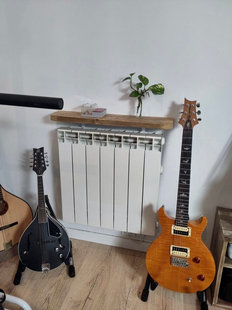 Étagère radiateur bois échafaudage recyclé – tablette sans perçage – fixation peu visible – style industriel – meuble fait main France
