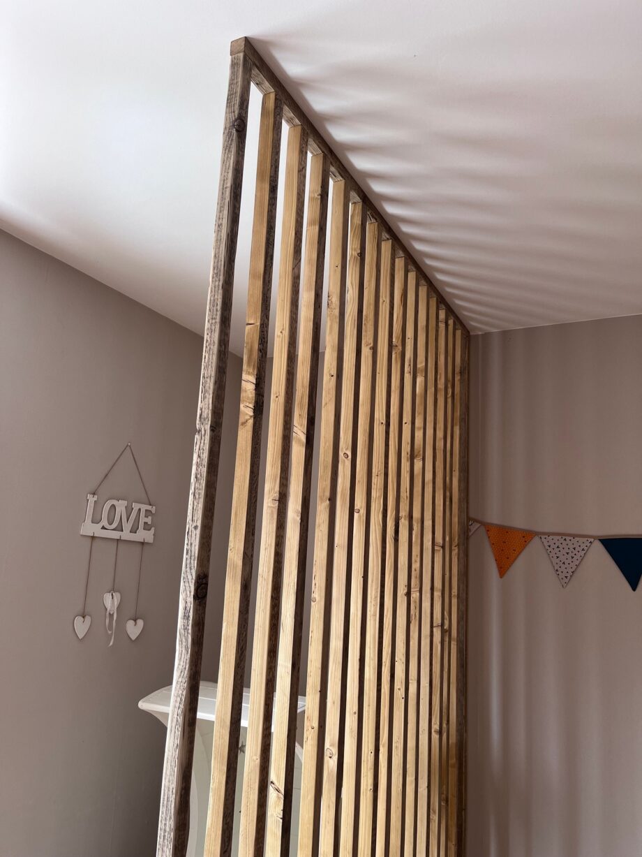 Claustra en bois /Séparateur de pièce amovible en bois récupéré /claustra/ cloison personnalisable/ installation facile sans perçage