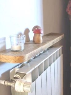 Étagère radiateur bois échafaudage recyclé – tablette sans perçage – fixation peu visible – style industriel – meuble fait main France