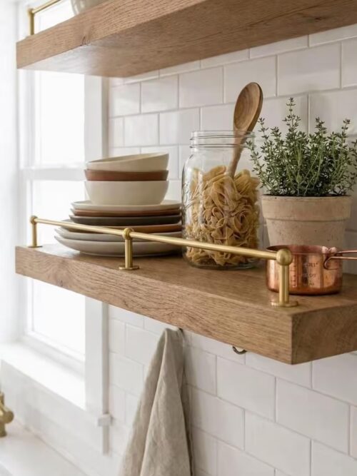 Galerie laiton pour étagère cuisine, kit prêt à poser en laiton massif