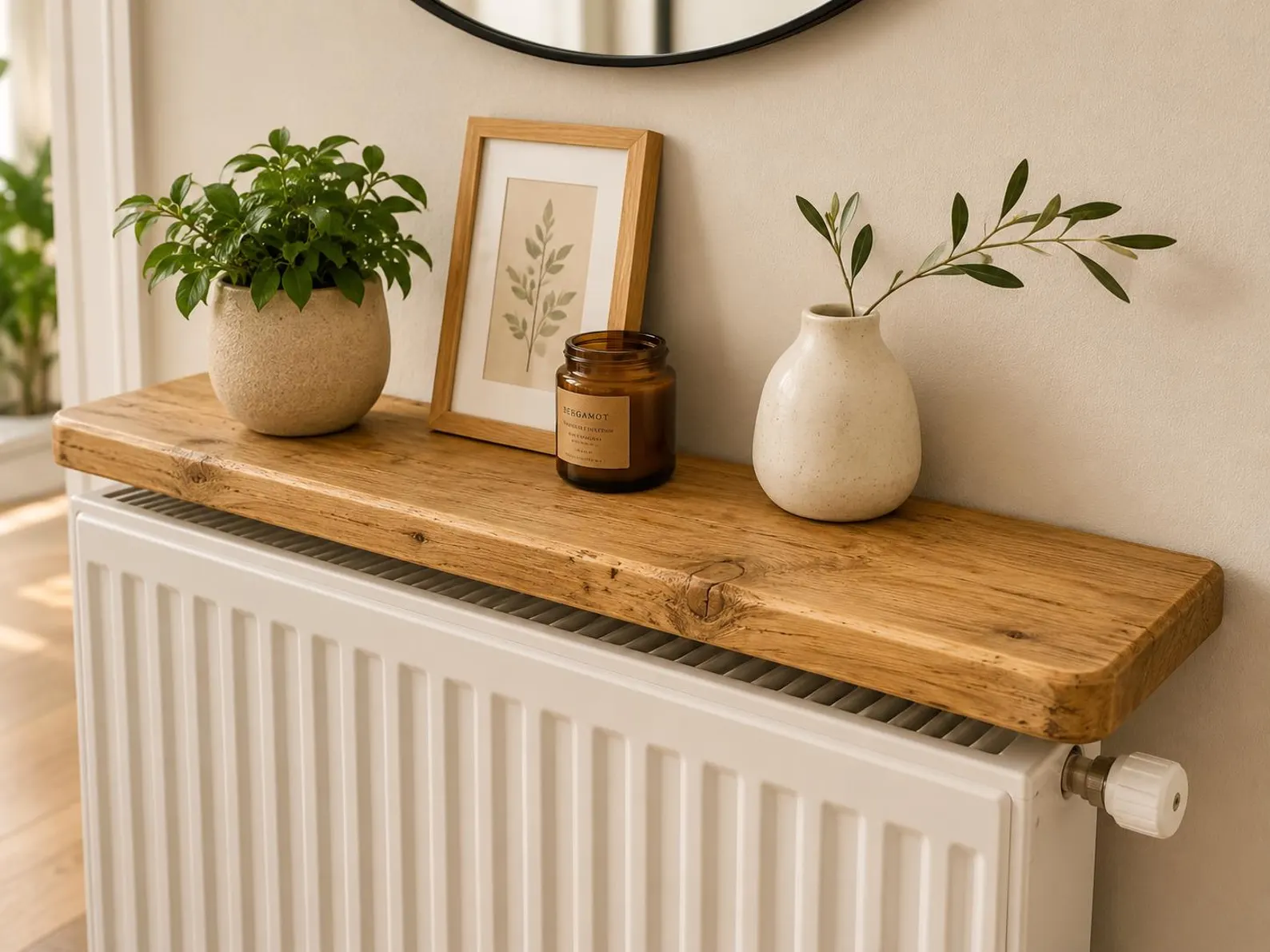 Étagère de radiateur sur mesure en bois Indus1978